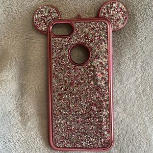 Pink Glitter Mickey Mouse Ears iPhone 7 Case